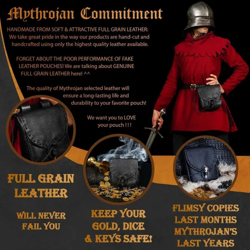 Vista 2 de Mythrojan Bolsa para cinturón Renacentista accesorios para disfraz LARP bolsa para cosplay