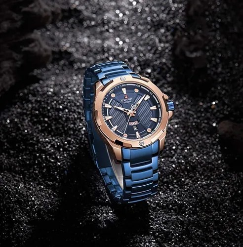 Vista 3 de NAVIFORCE - Reloj de pulsera de cuarzo analógico para hombre de acero inoxidable impermeable