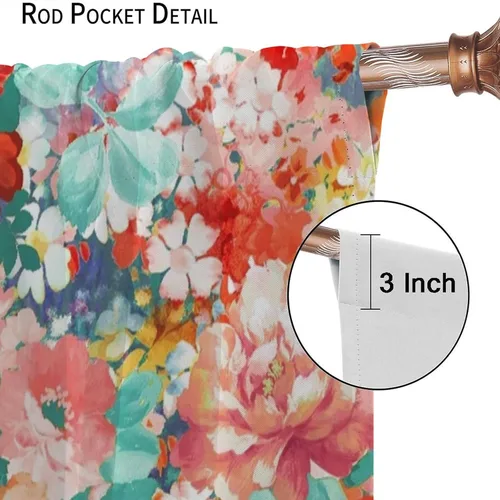 Vista 233 de Cortinas opacas con estampado de flores de cachemira, estampado de cachemira sobre fondo blanco, para decoración del hogar, cocina, restaurante