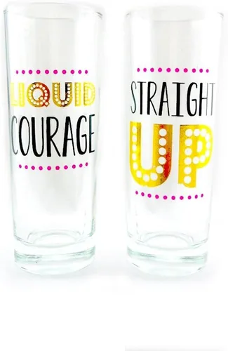 Vista 5 de Slant Collections Creative Brands - Juego de 2 vasos de chupito, 2 onzas, jefe/novio