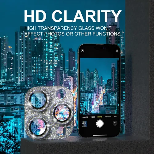 Vista 6 de Choiche Protector de lente de cámara para iPhone 14 Pro/iPhone 14 Pro Max, cubierta de cámara brillante con protector de pantalla de lente de vidrio