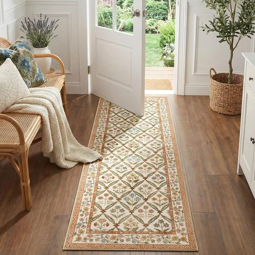 Vista 14 de jinchan Haden - Alfombra de entrada de 2 x 3 pulgadas, diseño floral vintage, lavable, suave, antideslizante, de pelo bajo, para puerta, cocina
