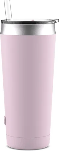 Vista 4 de Ello Beacon - Vaso de acero inoxidable aislado al vacío con tapa deslizante y popote opcional