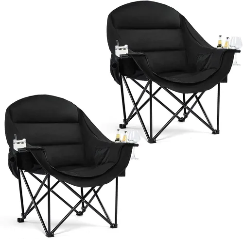 Vista 35 de Silla de camping de gran tamaño con calefacción, resistente, acolchada Negro (Allblack)