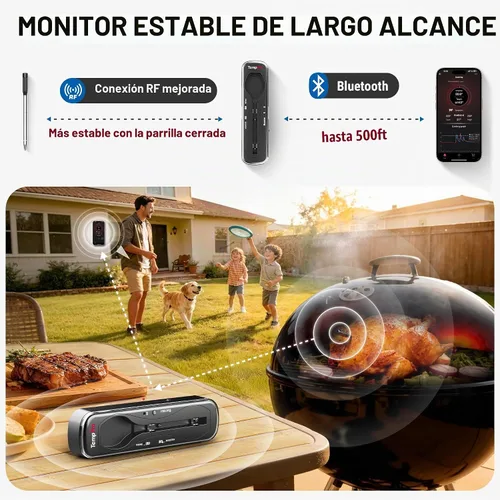 Vista 3 de TempPro TempSpike - Termómetro inalámbrico para carne de 500 pies con sonda