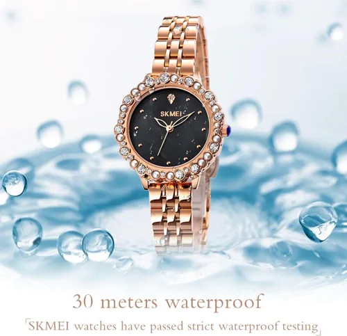 Vista 6 de SKMEI Women Watch, Leather Elegant Wrist Watch for Lady Girls, Analog Quartz Waterproof Watches for Women