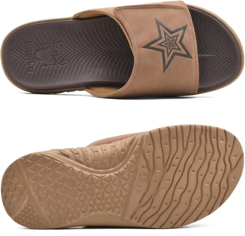 Vista 8 de KuaiLu Sandalias deportivas para hombre con cojín suave y soporte de arco para fascitis plantar, puntera abierta, ajustables, para interiores