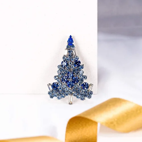 Vista 3 de EVER FAITH Broche de árbol de Navidad para mujer con cristal austriaco