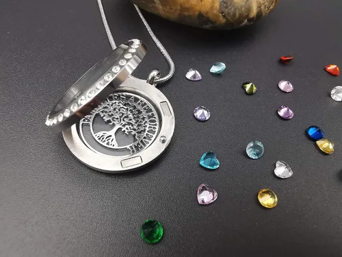 Vista 3 de GOKING Familes are Forever Family Tree of Life - Collar flotante con 24 piedras natales 1181in colgante redondo de acero inoxidable con bonita caja