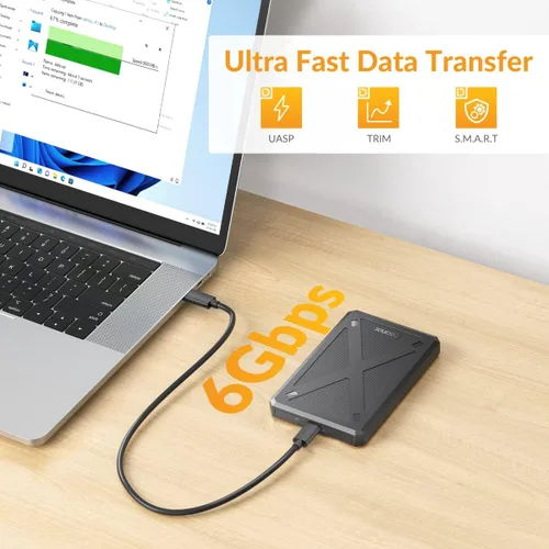 Vista 3 de iDsonix Carcasa para disco duro de 2.5 pulgadas, 6Gbps USB C 3.1 a SATA III Caja de disco duro externo sin herramientas para SSD HDD de 0.276