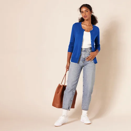 Vista 5 de Tienda Essentials Suéter ligero tipo cárdigan, con cuello redondo, para mujer