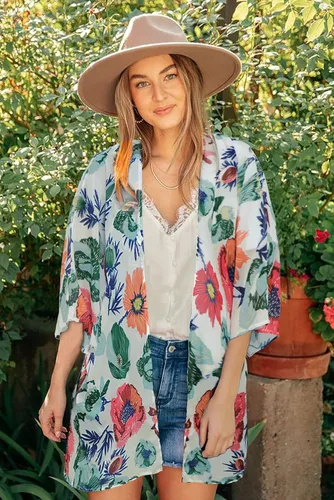 Vista 2 de CHICGAL - Kimono para mujer, salidas de baño para verano, playa, casual, holgado, cárdigans para traje de baño
