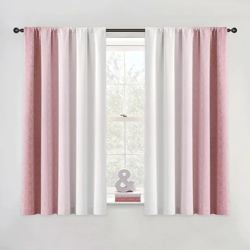 Vista 22 de Cortinas Ombre 100% Opacas de 63 Pulgadas de Largo 2 Paneles para Dormitorio Azul Blanco Patrón Degradado Oscurecimiento de Habitación Aislamiento