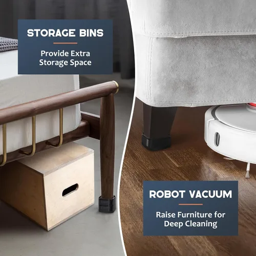 Vista 5 de Paquete de 16 elevadores de muebles ajustables de 1 pulgada, resistentes para sofá, escritorio, silla, sofá, gabinete, cama, elevadores de patas