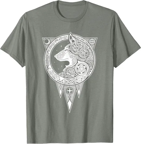 Vista 57 de Viking Fenris Wolf - Camiseta de mitología nórdica con símbolo de Fenrir Asphalt Grey