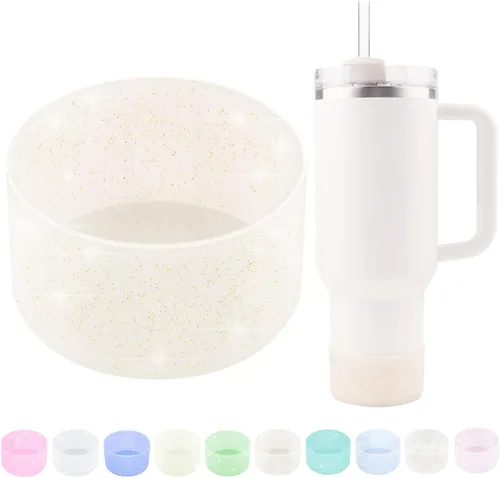 Vista 13 de Funda protectora de silicona con purpurina WORBSS para taza Stanley Cup H2.0 de 20, 30, 40 onzas y botella Hydro Flask de 18-24 onzas con cubierta
