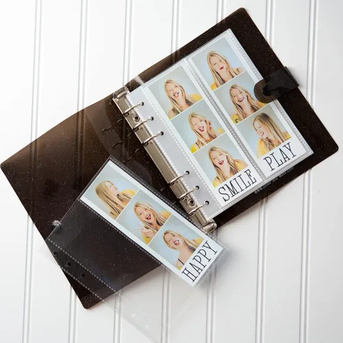 Vista 20 de Álbum de Fotos de Cabina de Fotos 2x6 - Cuaderno con Purpurina de 6 Anillos Carpeta Brillante con 20 Fundas para Fotos de 2 por 6 - Se Adapta a 80