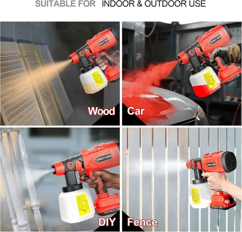 Vista 4 de Pulverizador de pintura inalámbrico para batería de 20V de Craftsman, pistola de pintura manual con 3 patrones de pulverización y 4 boquillas, ideal