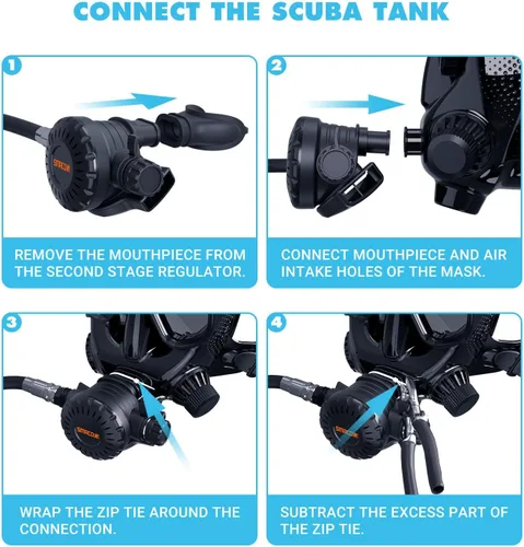 Vista 7 de SMACO Mini tanque de buceo con máscara de buceo de cara completa, S700 1.9L Mini tanque de buceo portátil botella de poni reutilizable hasta 30