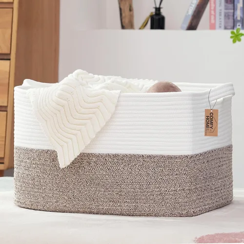 Vista 57 de COMFY-HOMI Cestas de almacenamiento de 11.5 x 7.5 x 4.7 pulgadas para organizar, cesta tejida de cuerda de algodón, caja de almacenamiento de marrón