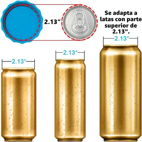 Vista 2 de 6 unidades de tapas de lata de silicona para refrescos, tapas de lata de silicona reutilizables y libres de BPA para bebidas, protector y tapón