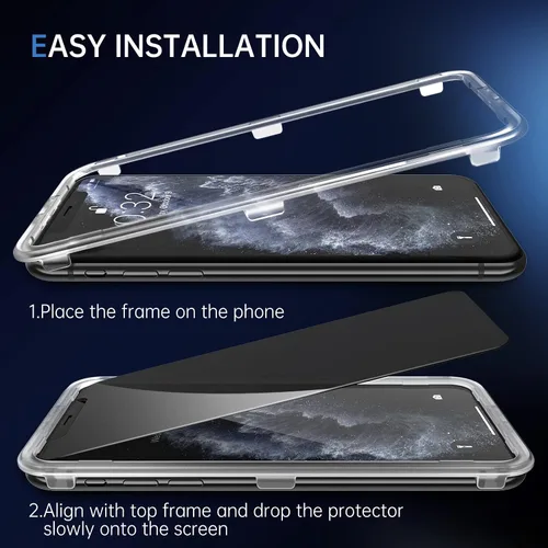 Vista 3 de SYNCWIRE Protector de pantalla de privacidad para iPhone 11 Pro/XS/X/10, [paquete de 2] protector de pantalla anti-espía dureza 9H inastillable