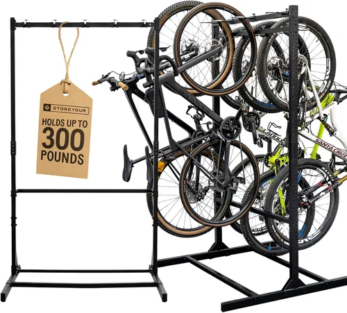 Vista 8 de StoreYourBoard Soporte de bicicleta para interiores - Soporte de almacenamiento independiente para 5 bicicletas - Soporte de bicicleta resistente