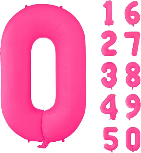 Vista 23 de Globos gigantes de helio de aluminio de 40 pulgadas, color negro, globos digitales grandes del número 0 para decoración de fiesta de cumpleaños