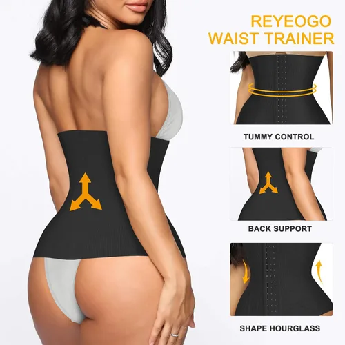 Vista 3 de REYEOGO Shapewear Cinchers cintura entrenador para mujeres control de barriga postparto recuperación cinturón sin costuras cuerpo Shaper corsés faja