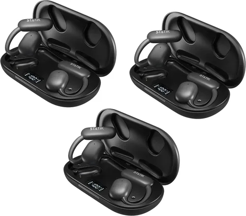 Vista 11 de Statik Aktive - Auriculares Bluetooth de oreja abierta, inalámbricos, carga rápida y batería de larga duración de 10 horas, ajuste seguro cómodo