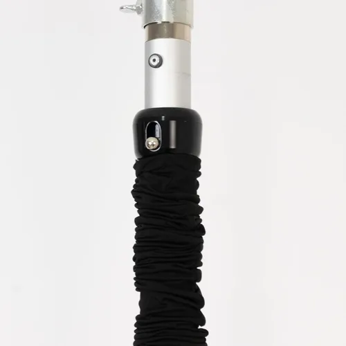 Vista 2 de Efavormart - Cubierta vertical para poste de elastano, 20 pies, color negro, tela elástica para colgar candelabros de aluminio curvado, tubería