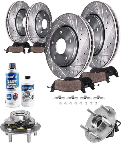 Vista 111 de Detroit Axle - Rotores de freno para Ford 2013-2019 Explorer Taurus Flex Lincoln MKT MKS, rotores de freno de disco ranurados perforados de repuesto