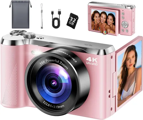 Vista 9 de Cámara digital 4K de 56 MP para fotografía, viajes y regalo Negro