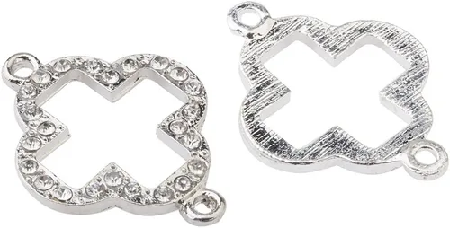 Vista 32 de RUBYCA 5pcs Metal Cruz Llave Lateral Conector Cuentas Cristal DIY Joyería Pulsera Tono Plata