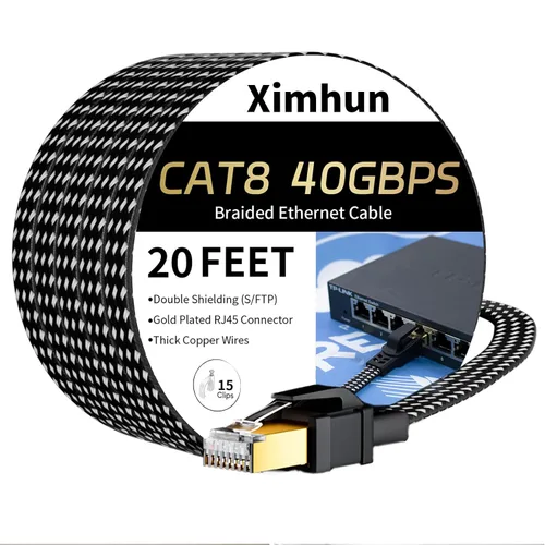 Vista 29 de Cables Ethernet Cat 8 de 3 pies, cable trenzado de red de Internet