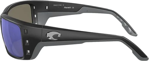 Vista 3 de Costa Permit - Lentes de sol polarizados - Costa 580 lente de cristal negro mateespejo azul, talla única - Hombre, Marco negro mate con lente espejo