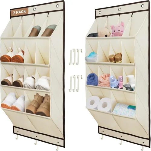 Vista 12 de FENTEC Paquete de 1 Organizador de Zapatos Sobre la Puerta, 68" Bolsillos Profundos Extra Grandes Colgantes Organizadores de Zapatos, Zapatero de 8