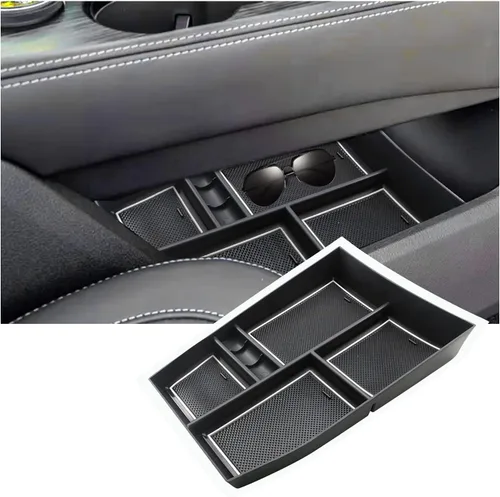 Vista 20 de Ruiya Organizador de consola central Prius 2010-2015 para Toyota Prius XV30 2010-2015 Accesorios ABS Material Reposabrazos Organizador de consola