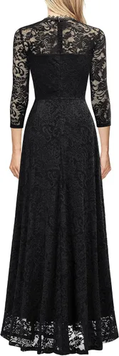 Vista 2 de MISSMAY Vestido largo formal de encaje floral con mangas 23 para dama de honor