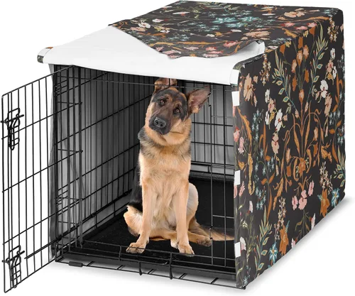 Vista 19 de Sweet Jojo Designs Funda para Jaula de Perro Mediano de 36 Pulgadas (Floral Bohemio) para Jaulas de Mascotas para Niñas, Fundas para Perreras Óxido