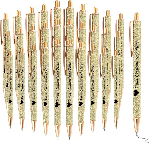 Vista 56 de Bolígrafos con purpurina personalizados con nombre, bolígrafos bonitos y bonitos personalizados, bolígrafos retráctiles de tinta negra, suministros