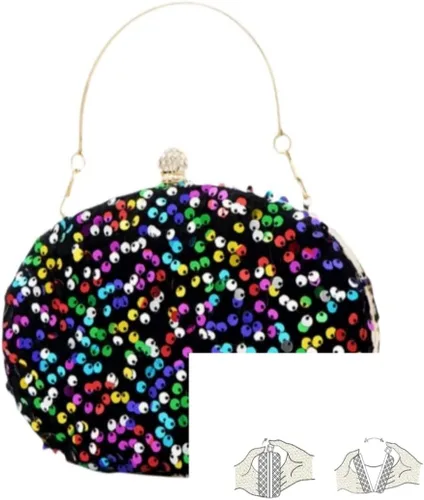Vista 5 de IAMUHI Bolso de mano con lentejuelas pequeñas, bolso de noche con asa superior, mini bolso cruzado de hombro cuadrado