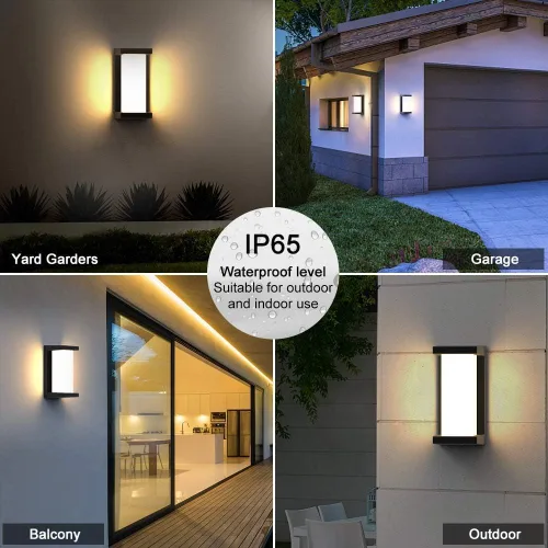 Vista 3 de Sytmhoe Luces de pared exteriores del anochecer al amanecer, moderna lámpara LED para exteriores, aplique de pared negro de 3000 K, luz exterior