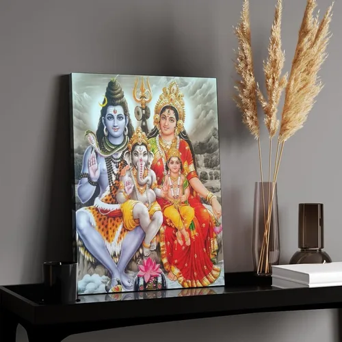 Vista 5 de Póster artístico con texto en inglés «Lord Shiva And His Family» («Lord Shiva And His Family») - Póster decorativo moderno para decorar la pared
