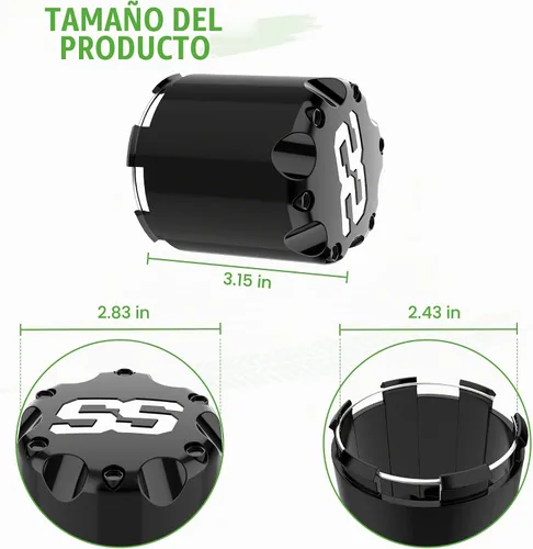 Vista 7 de 10L0L - Juego de cubiertas de tapa central para ruedas de carrito de golf universal SS para EZGO, Club Car, Yamaha, 4 piezas (negro)