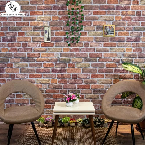 Vista 7 de Dundee Deco Paneles de pared 3D de ladrillo sintético, revestimiento, paneles de pared con aspecto de piedra marrón beige, revestimiento de espuma