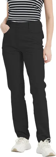 Vista 2 de QBK Pantalones de golf para mujer, tallas pequeñasregularesaltas, ajuste delgado, ligeros, elásticos, pantalones casuales de trabajo con cintura alta