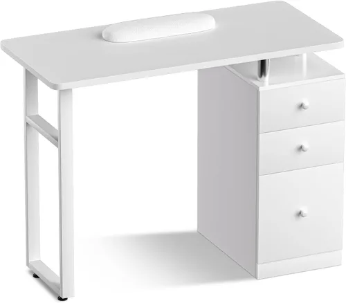 Vista 8 de Nail Tech - Mesa de manicura profesional para uñas resistente a acetona, mesa de manicura para uñas con cajones (negro)