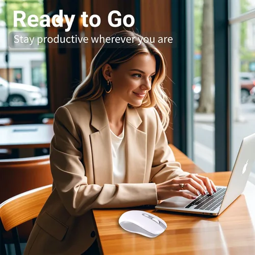 Vista 6 de Ratón inalámbrico, 3 modos Bluetooth 5.0 y 4.0, 2.4G, recargable, ergonómico, con 6 botones, para computadora portátil, PC, Mac, iPad procomputadora