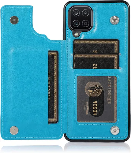 Vista 4 de Asuwish Funda de teléfono para Samsung Galaxy A12 con protector de pantalla de vidrio templado, tarjetero con soporte para tarjetero, soporte
